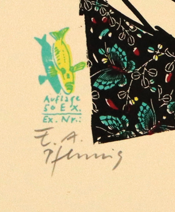 Detailaufnahme der Signatur Trodler vom Druck von Wolf-Dieter Pfennig,  Signatur Trodler "Auflage 50 Ex. /  Ex. Nr. (variabel)" erhältlich bei What The Artist Made