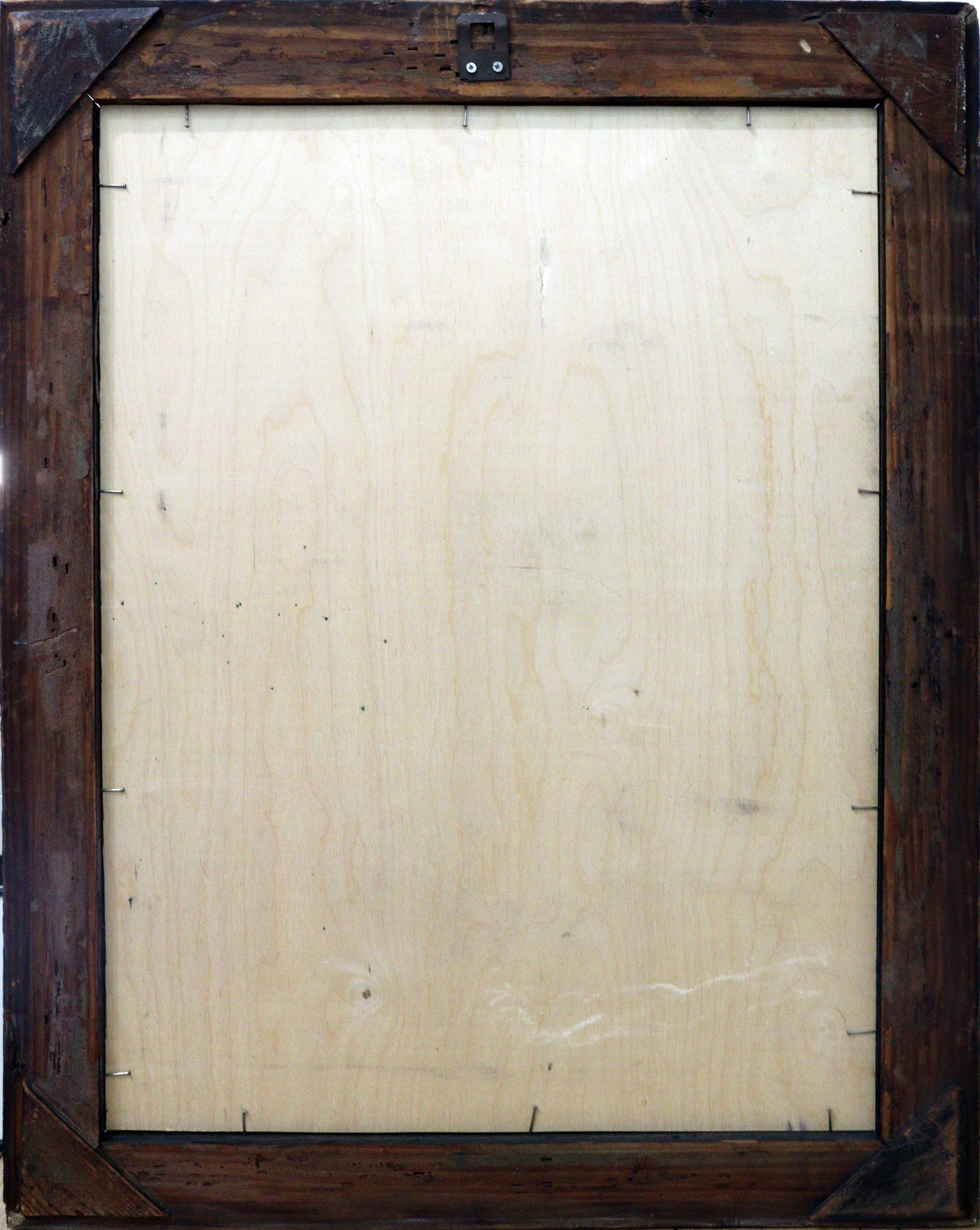 Original Mixed-Media auf Holz von XNine, Graffiti-Künstler aus Potsdam, ohne Titel. Ansicht der Rückseite des Rahmens. Gerahmt, erhältlich bei Galerie Waldbach - What The Artist Made